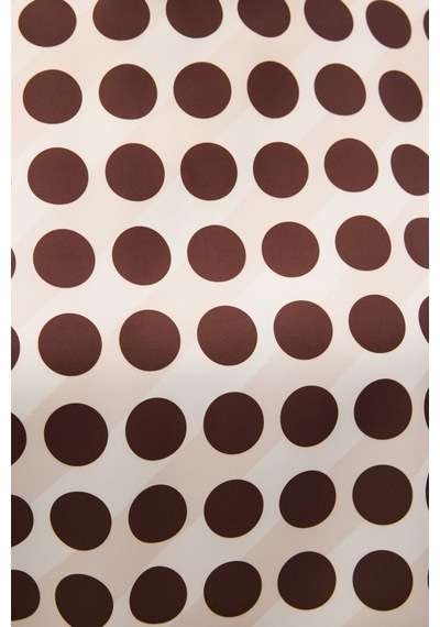 Sateen Yarasa Kol Salaş Bluz - Puanlı Kahve-136721 Kahverengi