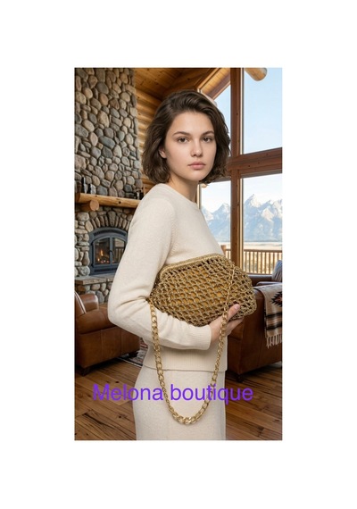Melonndesign Melona Boutique Gold File Çanta, Astarlı, Askılı Altın