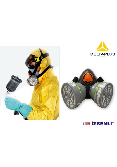 Delta Plus Abek1 Tiner Vernik Reçine Epoksi Boya Oto Boya Toz Için Yarım Yüz Gaz Maskesi Filtreli