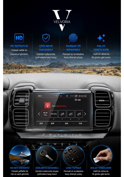 Citroen C5 Aircross Multimedya Glass Ekran Koruyucu Navigasyon Glass Ekran Koruyucu Nano