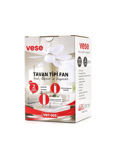 2in1 Tavan Vantilatör - Avize Lamba 40w Kumandalı 6knat Vnt-005 5492
