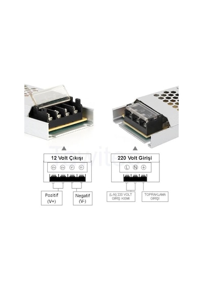 12 Volt Trafo Ultra Silim Alüminyum Kasa Adaptör 4 Çıkış 25 Amper