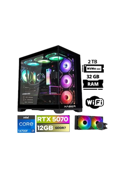 Xaser Lexus X130 i7-14700F 32 GB 2 TB M.2 NVMe SSD 12 GB RTX5070 Free Dos Masaüstü Oyuncu Bilgisayarı