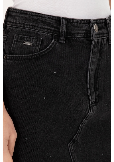U.S. Polo Assn. Kadın Siyah Midi Boy Jean Etek 50295993-DN0027