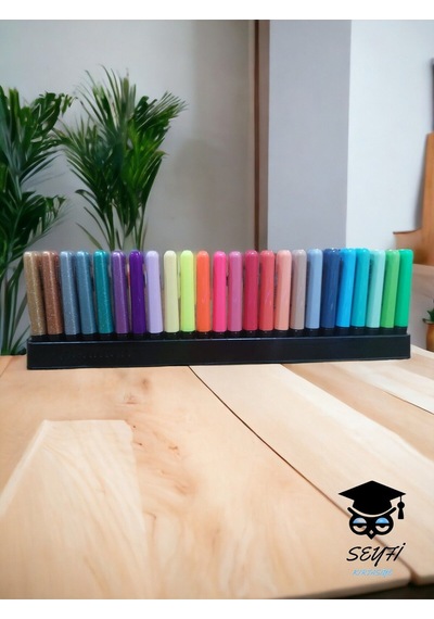 Penmark 24 Renk Plastik Standlı Fosforlu Kalem Seti İşaretleme Kalem Seti Highlighter Çok Renkli