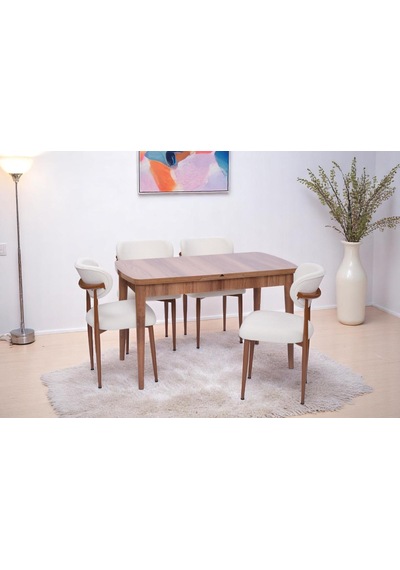 Nehir Polo Lak Panel Açılır Mutfak Masa Takımı 75x130cm Ceviz