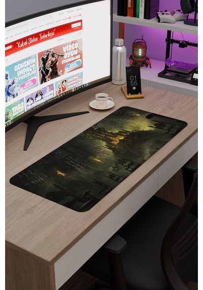 Demon's Souls Kaymaz Dikişli Kauçuk Oyuncu Mousepad V4 - 70x30 Xl Gaming Mouse Pad Fare Altlığı