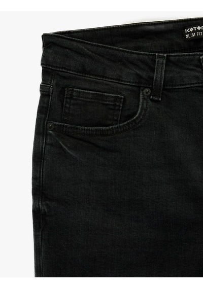 Koton Normal Bel Pamuklu Slim Fit Jean Pantolon - Brad Jean Siyah 6sam40002nd