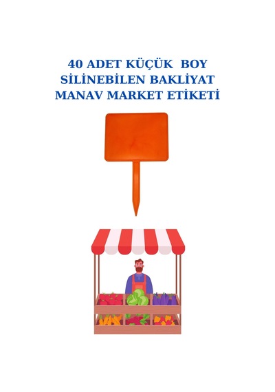 Yaz Sil Küçük Boy Sapla Bakliyat Etiketliği 40 Adet Manav Pazarcı Etiketi 001 Turuncu