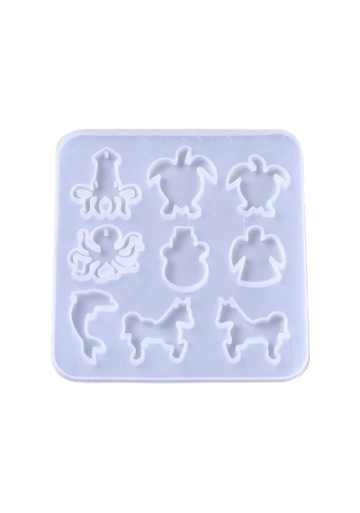 9 Farklı Tasarım Silikon Epoksi Kalıbı, Ahtapot, Kaplumbağa, Melek, At Figürlü, 9x9 Cm Diğer