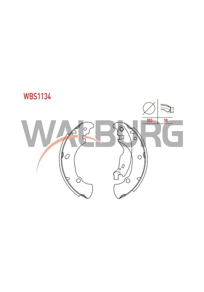 Walburg Fren Pabuc Balata Arka 203x38 Fıat Brava 1.6 16v 1995-2002 / Bravo 1.6 16v 1995-2004/ Marea 1.6i 16v 1996-2007