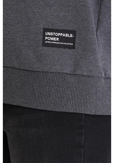 MMetalic Kadın Antrasit Renk Basic Bisiklet Yaka Sweatshirt