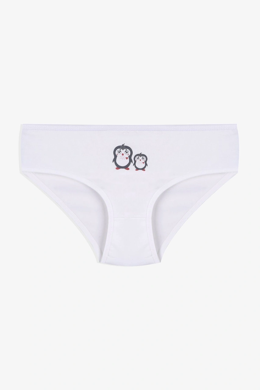 Koza İç Giyim Kız Çocuk 3'lü Penguen Desenli Slip 1050 Pembe - Beyaz