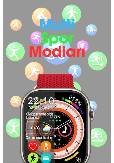Wearfitpro Wearfit S10 Pro Max 7 Kordonlu Akıllı Kol Saati Miniled Ekran Gri 45mm