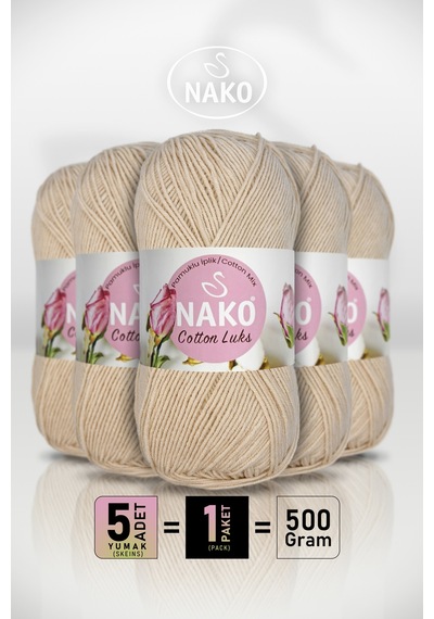 Cotton Lüks - 97544 Ten - 5'li Paket - 100gr/330m - Pamuklu Hırka Yelek Amigurumi İpi