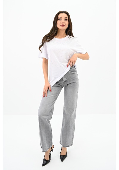 Kadın Taş Baskı Detaylı T-shirt 1749-24 001