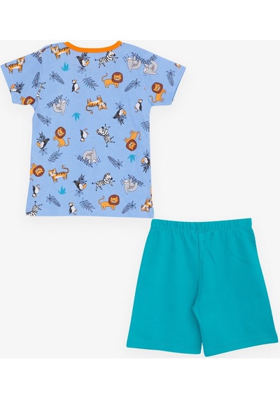 Breeze Girls & Boys Erkek Bebek Pijama Takımı Hayvanlar Alemi Temalı 9 Ay-3 Yaş, Mavi-mavi Mavi