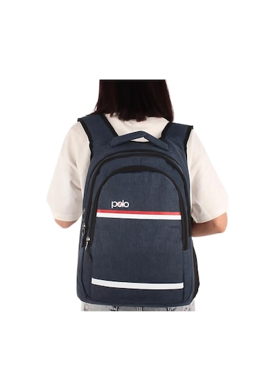 Temel My Polo Sırt Çantası Kırmızı Beyaz Çizgili Lacivert 8860 Lacivert