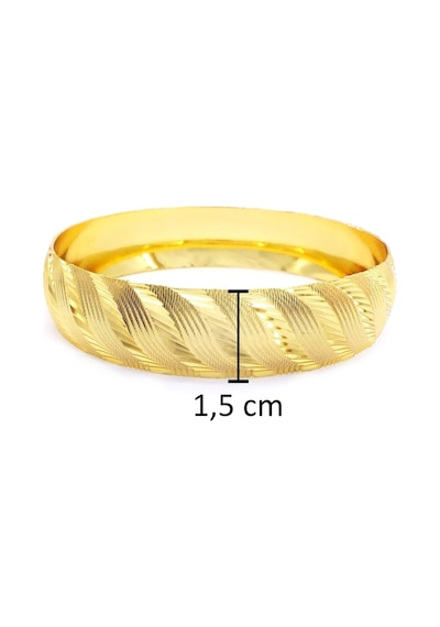 Ferizz Altın Kaplama Dalgalı Yan Çizgili 1.5 Cm Bilezik Blz-3077 001