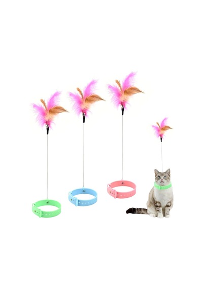 Mucit Home Kedi Boyun Oltası Hareketli Tüylü Ayarlanabilir Kedi Oyuncağı Eğlenceli Tasma
