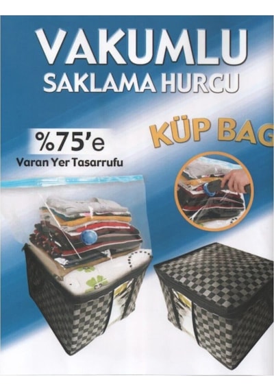 Küpbag Çeyiz Sandıklı ,vakumlu Poşet,vakumlu Çantalı Hurç Siyah- Beyaz Kareli Şeffaf
