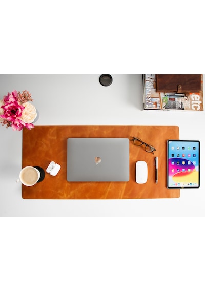 Atelier 91 Dark Mocha Leather Desk Mat Large Large Size