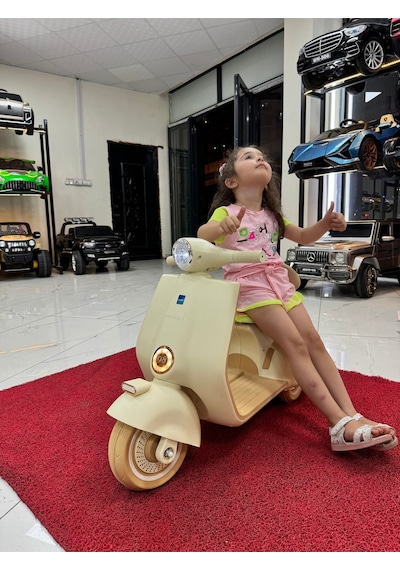 Oyuncak Sepetim Vespa Akülü Motorsiklet 2-5 Yaş Bej