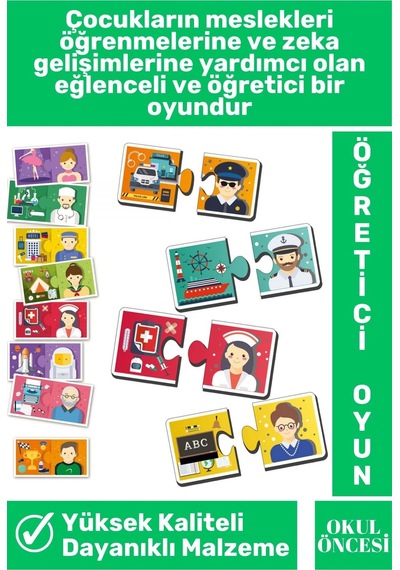 Preschool Eğitici Öğretici Zeka Geliştirici Okul Öncesi Eğlenceli Bağlantı Kurma Oyunu-meslekler
