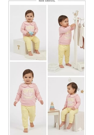 Pekminibebe 6/24 Ay Bebe Yakalı Penye Bebek Takımı Pembe