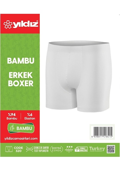 Yıldız 3'lü Beyaz Bambu Erkek Boxer 320