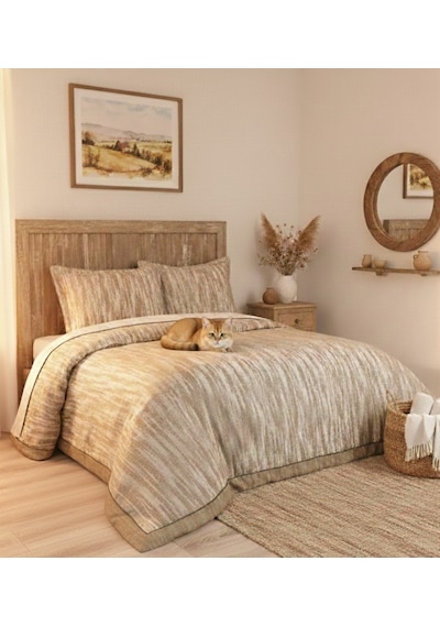 Calantha Home Collection Estella 3 Parça Turuncu Geometrik Pike Takımı 240 X 260 Cm Turuncu