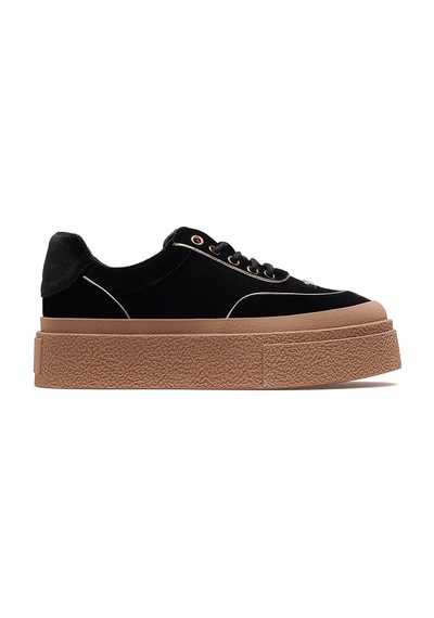 Guja Kadın Deri Sneaker Ayakkabı 25k 25k330 Z Siyah Süet Siyah Süet