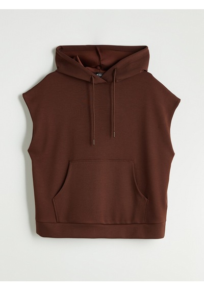 Lcw Modest Kahverengi Kanguru Cepli Kadın Hoodie