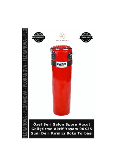 Özel Seri Salon Sporu Vücut Geliştirme Aktif Yaşam 90x35 Suni Deri Kırmızı Boks Torbası