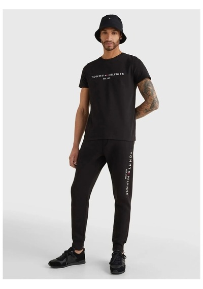 Tommy Hilfiger Sıfır Yaka Erkek T-shirt Siyah