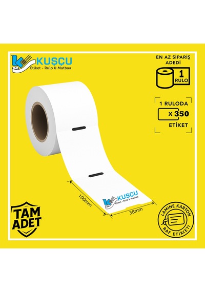 100x38 350'lik Orta Delikli Lamine Karton Raf Etiketi 1 Adet Diğer