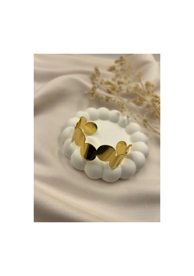 Lunarie Altın Renk Modern Oval Plaka Detaylı Kadın Bilezik