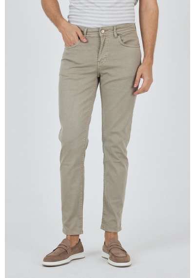 İmza Koyu Bej Pamuklu 5 Cep Casual Slim Fit 5 Cep Pantolon 1003250318 KOYU BEJ