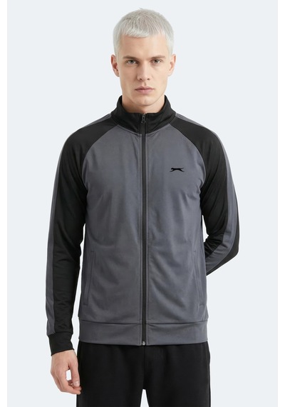 Slazenger Redora Erkek Dik Yaka Fermuarlı Koyu Gri Sweatshırt