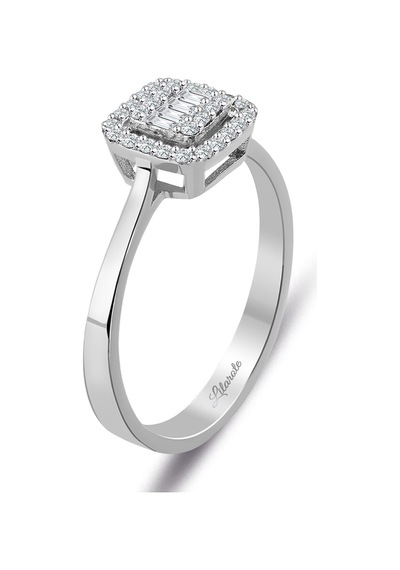 0.25 Ct Modern Tasarım Baget Kare Tektaş Yüzük