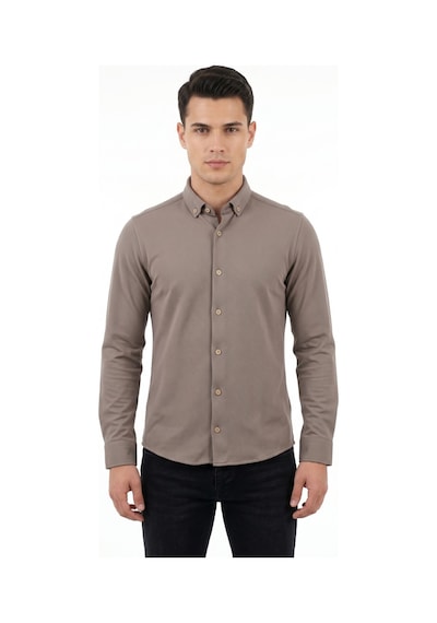 Advante Erkek Spor Slim Fit Uzun Kol Petek Dokulu Gömlek Bgl-st05482 Vizon