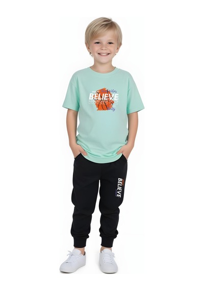 Fyk Kids Erkek Çocuk Mevsimlik Believe Baskılı Alt-üst Takım Mint Yeşil Fyk Kids Erkek Çocuk Mevsimlik Believe Baskılı Alt-üst Takım Mint Yeşil