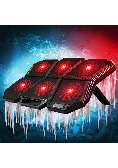 Rgb Led 6 Fanlı Notebook Soğutucu Fan Kontrollü 2 Usb 7 Kademeli