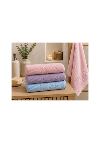 Gonca Renkli Havlu 50x90 Cm 3'lü Set %100 Pamuk - Cotton Candy Çok Renkli