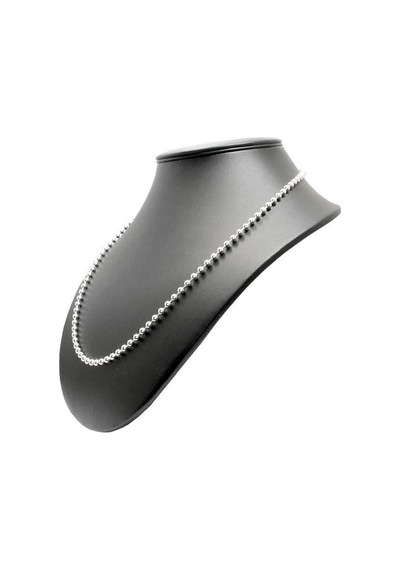 3mm Paslanmaz Çelik Top Boncuk Kolye Zincir 80 Cm Uzun Askeri Unisex Gümüş