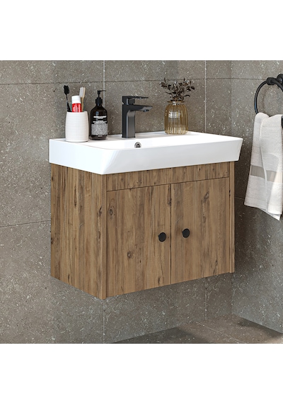 Ada Lavabolu Mat Suntalam Banyo Alt Dolabı 60 Cm Atlantik Çam