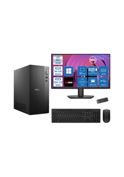 Dell Tower Essential QVT1260 BTO-01400727H31-126270727H31 i7-14700 96 GB 256 GB SSD RX550 27" W11H Masaüstü Bilgisayar + USB Bellek