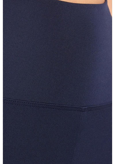 Tudors Kadın Slim Fit Dar Kesim Scuba Kumaş Beli Lastikli Lacivert Tayt-40373 Lacivert
