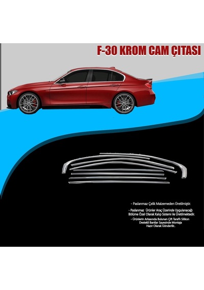 Bmw 3 Serisi F30 2011-2019 Arası Uyumlu Krom Cam Çerçevesi 8 Parça 2012-2018