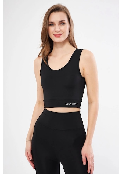 Lesa Wear Halter Yaka Crop Top Spor Sütyeni Siyah